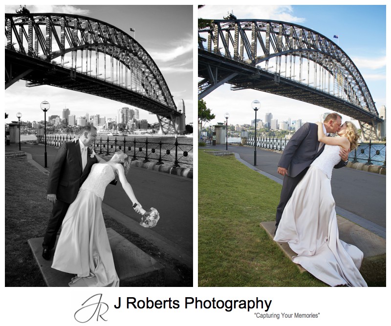 Couple dancing under the Sydney Harbour Bridge - wedding photography sydney